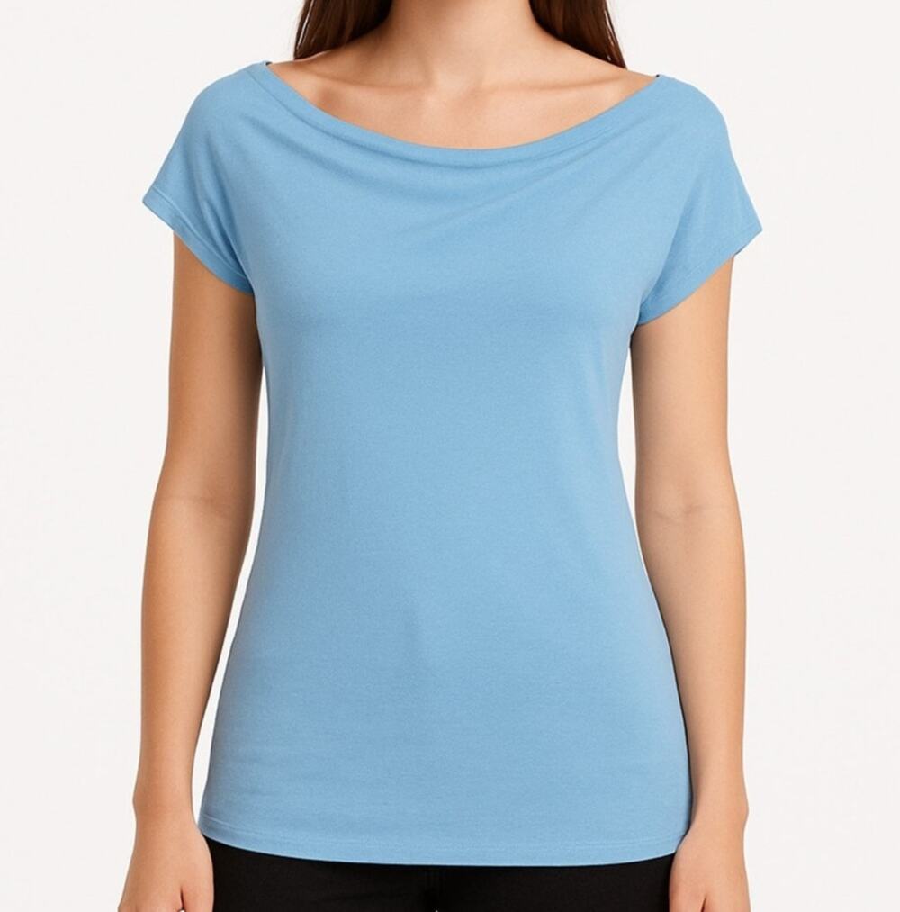 San Francisco City Lights Soft Drape Neck Tee T-Shirt Light Blue Size XL NEW